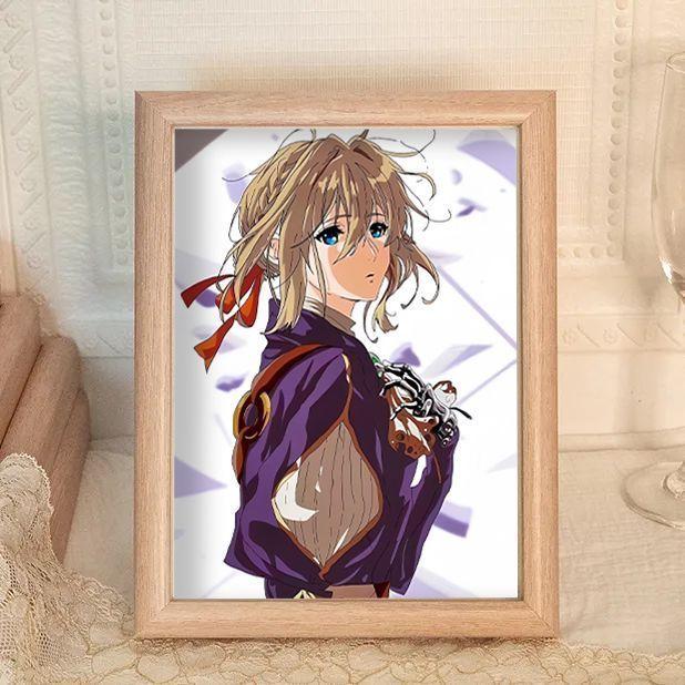 Violet Evergarden LED Painting Art – Interactive Black & White to Color Illumination