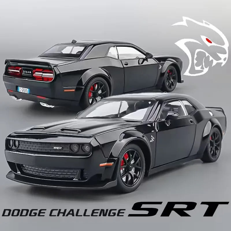 1/32 Dodge Challenger Hellcat Model Car, Zinc Alloy Pull Back Toy car with Sound and Light for Kids Boy Girl Gift