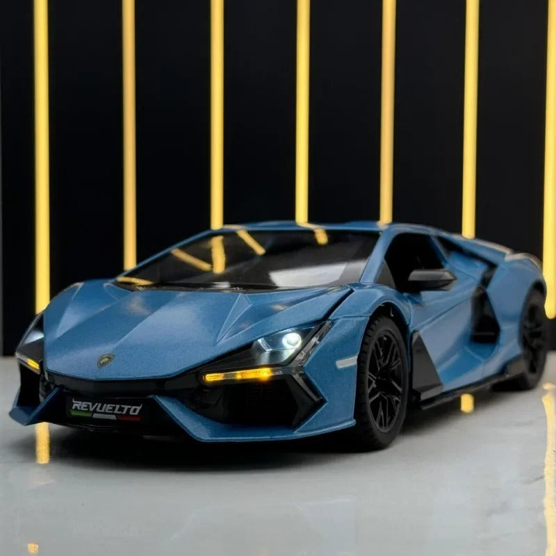 Simulation 1:24 Lambo Revuelto Alloy Super Car Model Sound Light Collective Miniature Voiture Children Boy Diecast Toy Vehicle