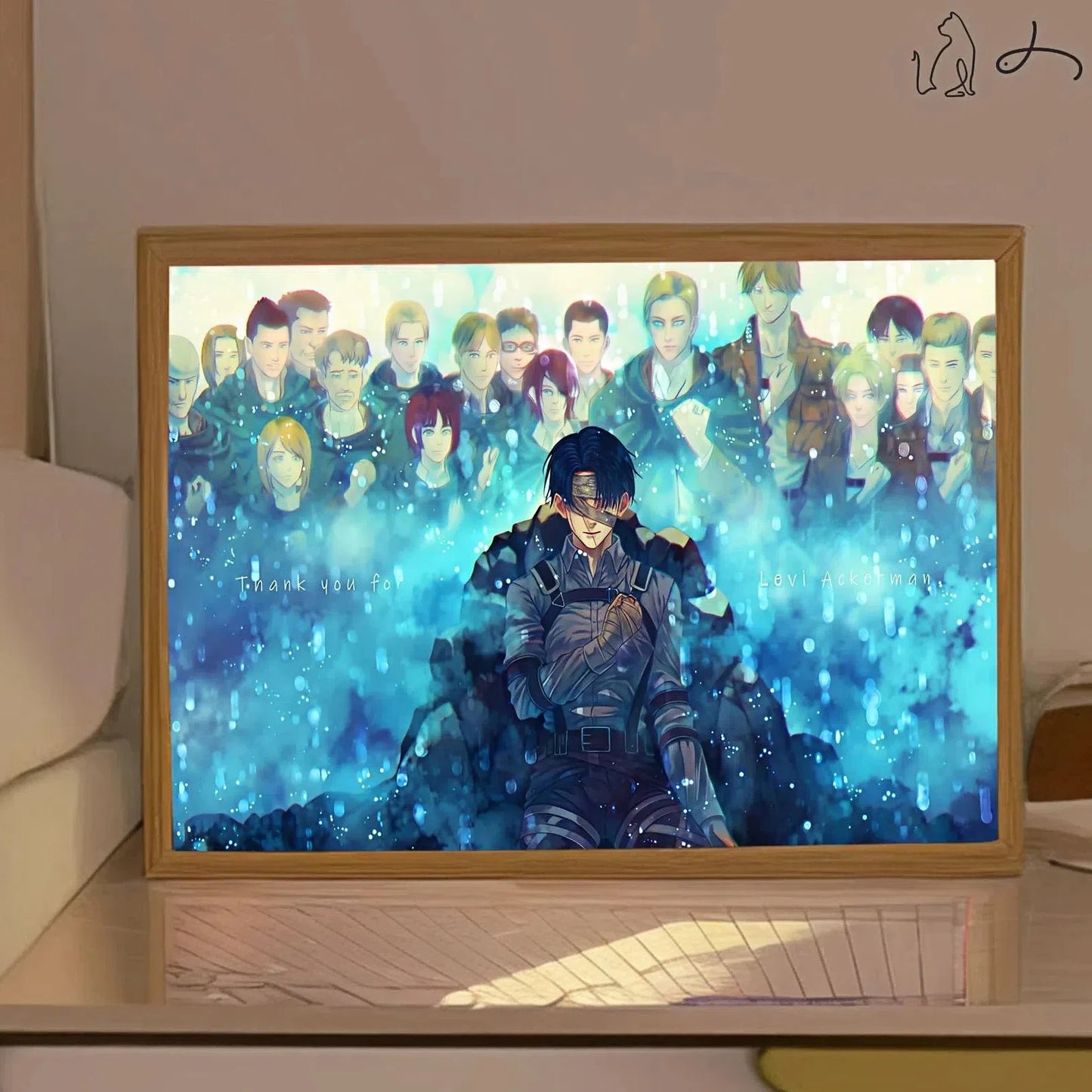 Attack on Titan LED Painting Art – Interactive Black & White to Color Illumination