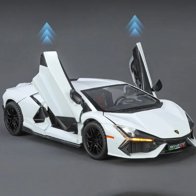 Simulation 1:24 Lambo Revuelto Alloy Super Car Model Sound Light Collective Miniature Voiture Children Boy Diecast Toy Vehicle