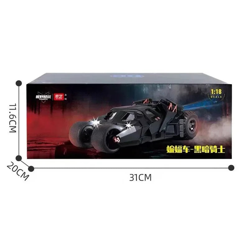 Spray Diecast 1:18 Batmobile Tumbler Alloy Car Model Metal Toy Vehicle Sound Light Toys Kids Birthday Gift Collection Home Decor