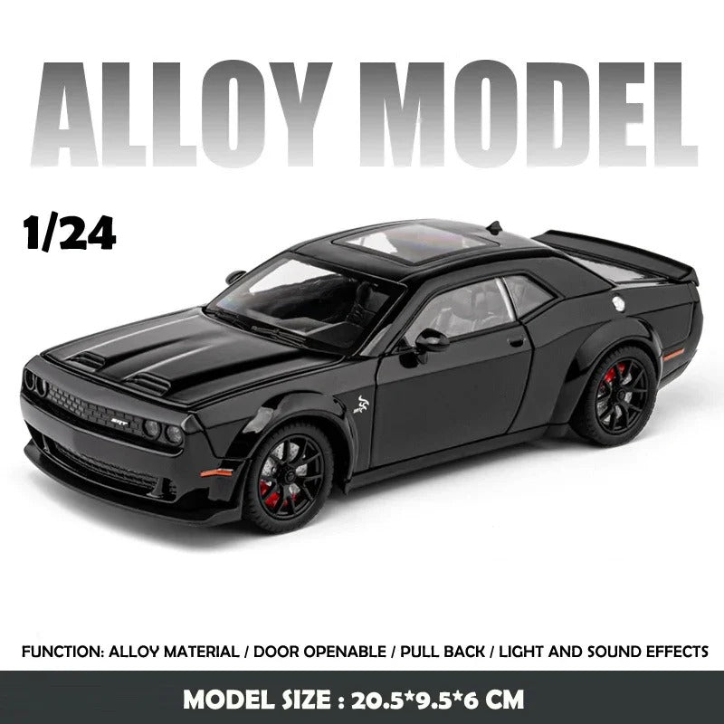 1/32 Dodge Challenger Hellcat Model Car, Zinc Alloy Pull Back Toy car with Sound and Light for Kids Boy Girl Gift